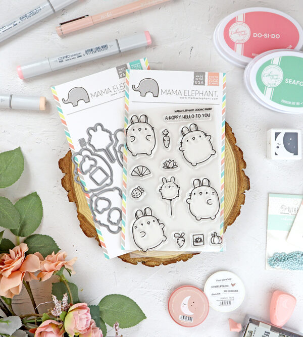 Set de sellos+troquel Zodiac Rabbit de Mama Elephant